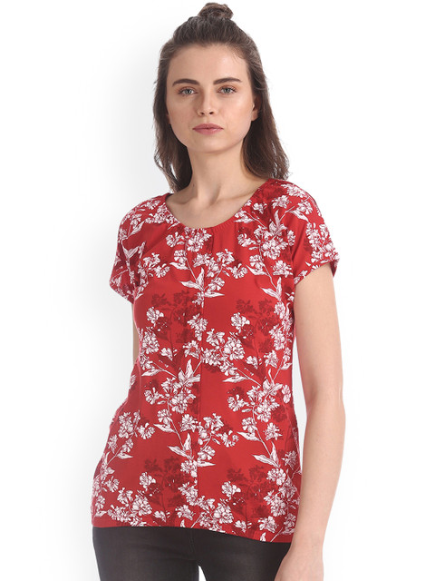 

Cherokee Women Red Printed Round Neck T-shirt
