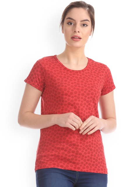 

Cherokee Women Red Printed Round Neck T-shirt