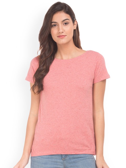 

Cherokee Women Pink Solid Round Neck T-shirt