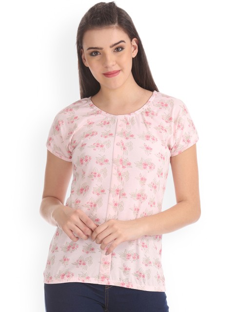 

Cherokee Women Pink Printed Round Neck T-shirt