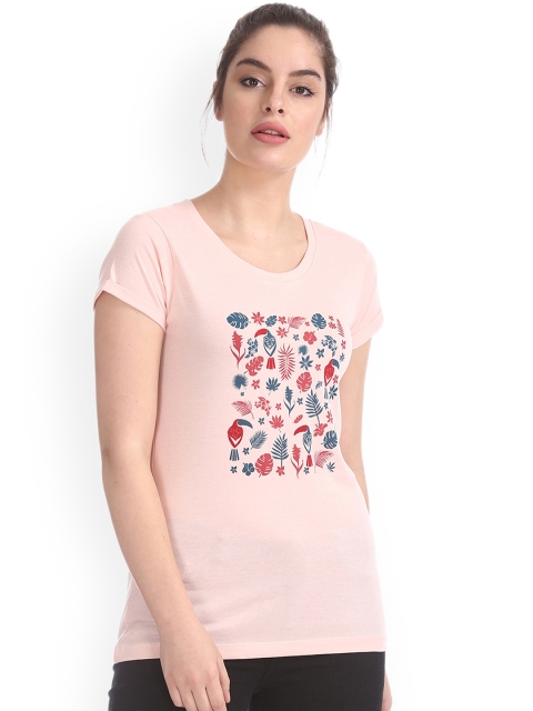 

Cherokee Women Pink Printed Round Neck T-shirt