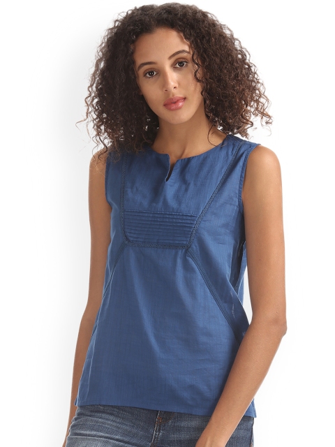 

Cherokee Women Blue Solid A-Line Top