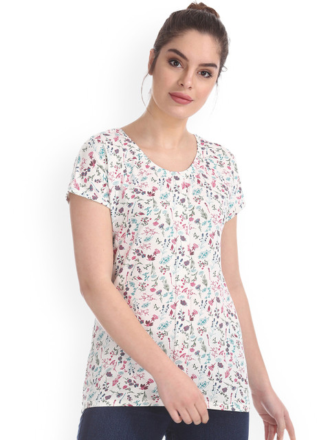 

Cherokee Women White Printed Pure Cotton Top