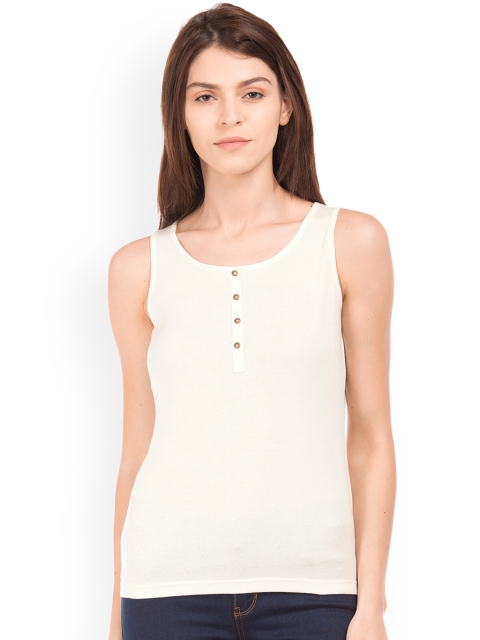 

Cherokee Women White Solid Tank Top