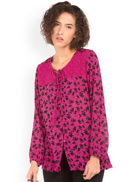 

Cherokee Women Pink Printed A-Line Top