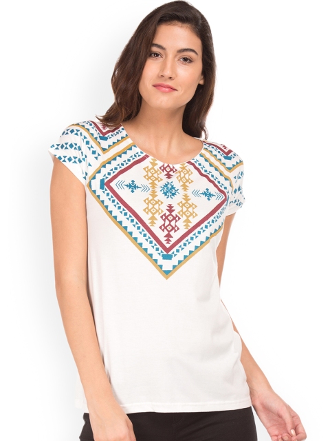 

Cherokee Women Off-White Printed Pure Cotton Top