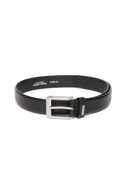 

Ruosh Men Black Leather Solid Belt