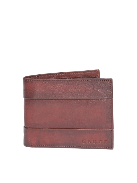 

Gauge Machine Men Brown Leather Solid Two Fold Wallet