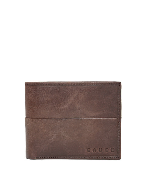 

Gauge Machine Men Brown Solid Leather Two Fold Wallet