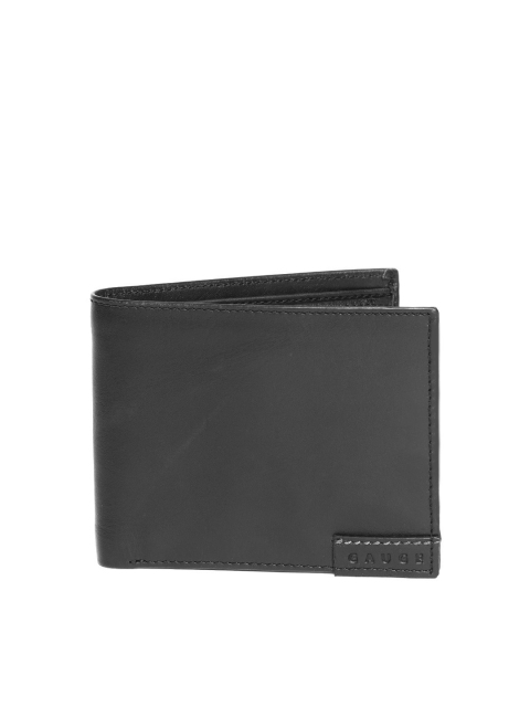 

Gauge Machine Men Black Solid Two Fold Leather Wallet