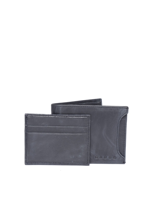 

Gauge Machine Men Navy Blue Solid Two Fold Leather Wallet