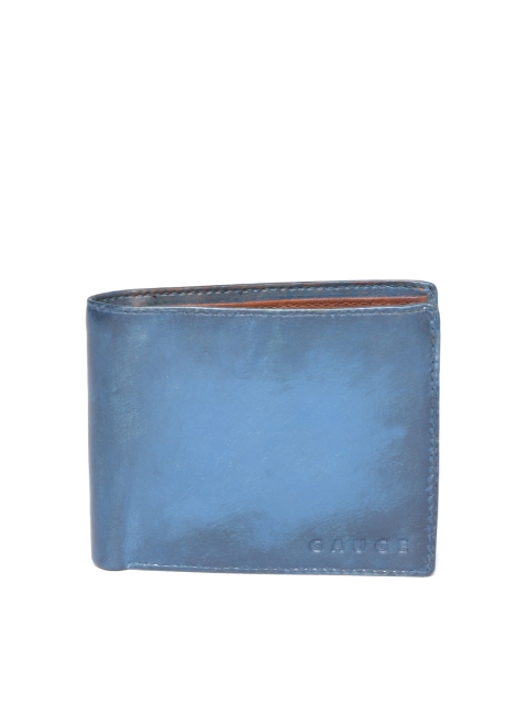 

Gauge Machine Men Blue Leather Solid Two Fold Wallet