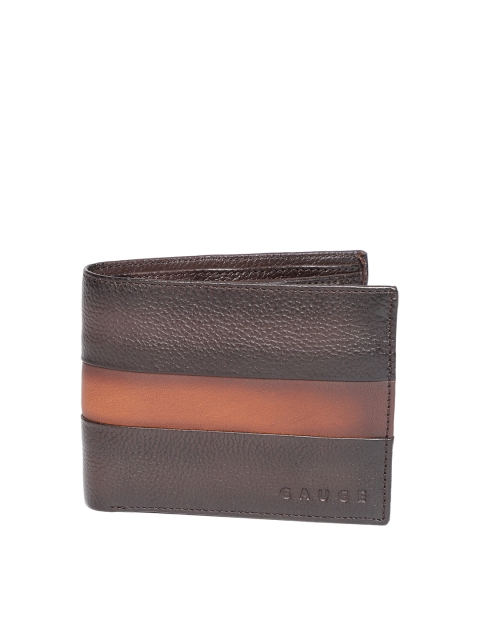 

Gauge Machine Men Brown Leather Solid Two Fold Wallet