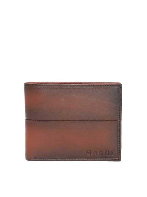 

Gauge Machine Men Brown Solid Leather Two Fold Wallet