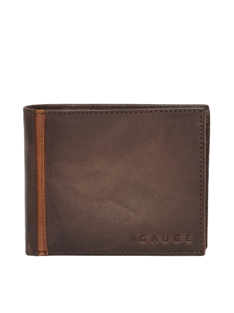

Gauge Machine Men Brown Solid Leather Two Fold Wallet