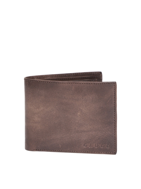 

Gauge Machine Men Brown Leather Solid Two Fold Wallet