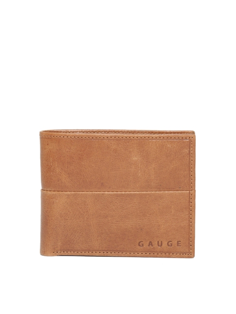 

Gauge Machine Men Tan Brown Solid Leather Two Fold Wallet