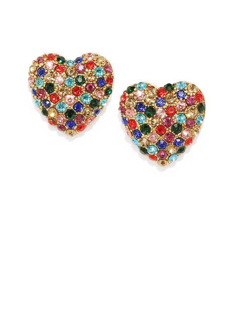 

Pipa Bella Women Multicoloured Heart-Shaped Studs, Multi