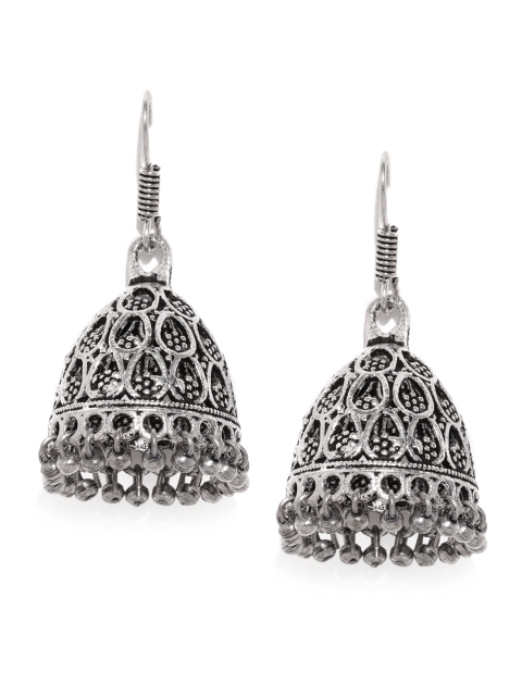 

Ayesha Women Oxidized Silver-Toned Dome Shaped Jhumkas