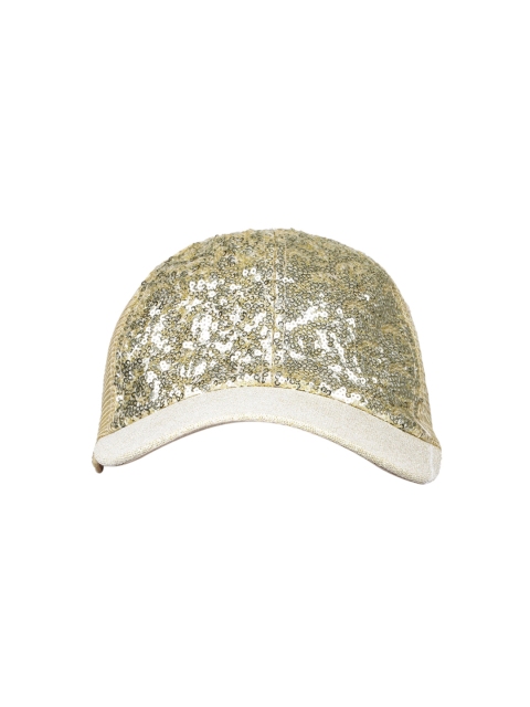 

Ayesha Women Golden Textured Visor Cap With Shimmer Effect, Gold