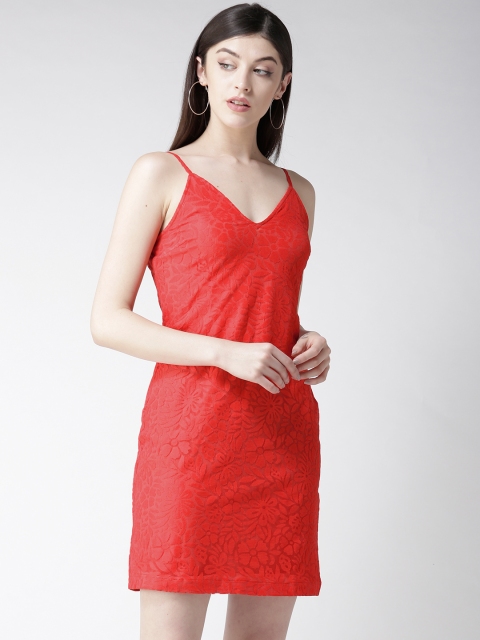 

MIWAY Women Red Self Design Lace Sheath Dress