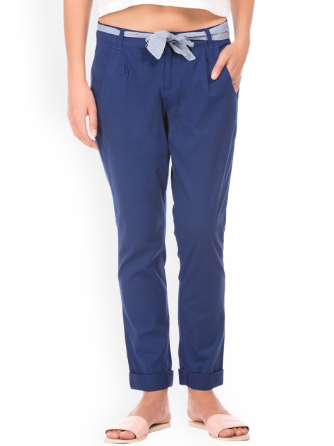 

Sugr Women Blue Regular Fit Solid Regular Trousers