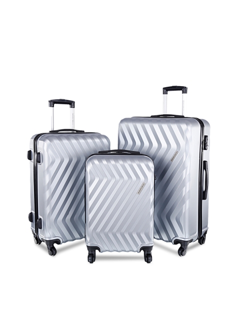 

Nasher Miles Unisex Set of 3 Silver-Toned Trolley Suitcases Nasher Miles Lombard