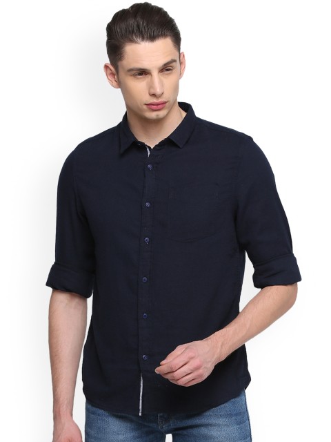

Splash Men Navy Regular Fit Solid Casual Shirt, Navy blue
