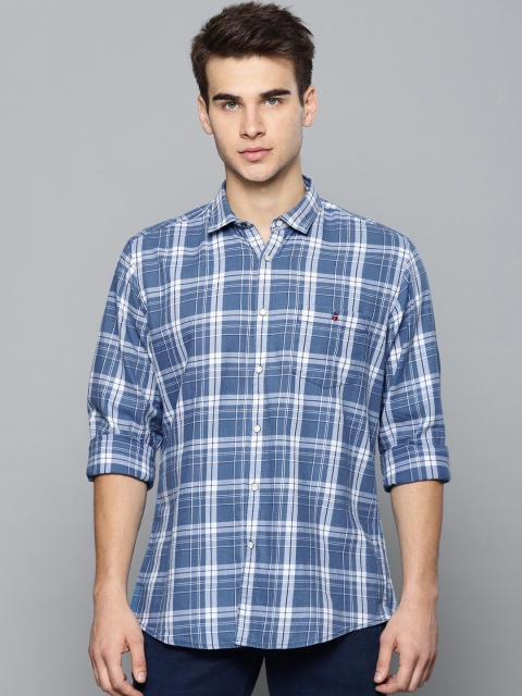 

Louis Philippe Jeans Men Blue Slim Fit Checked Casual Shirt