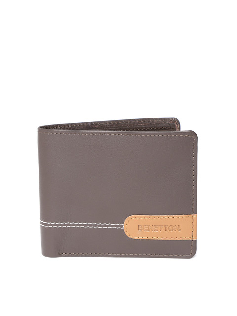 

United Colors of Benetton Men Coffee Brown Solid Leather Two Fold Wallet