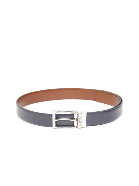 

United Colors of Benetton Men Navy Blue & Brown Solid Reversible Leather Belt