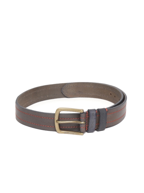 

United Colors of Benetton Men Navy Blue Solid Leather Belt