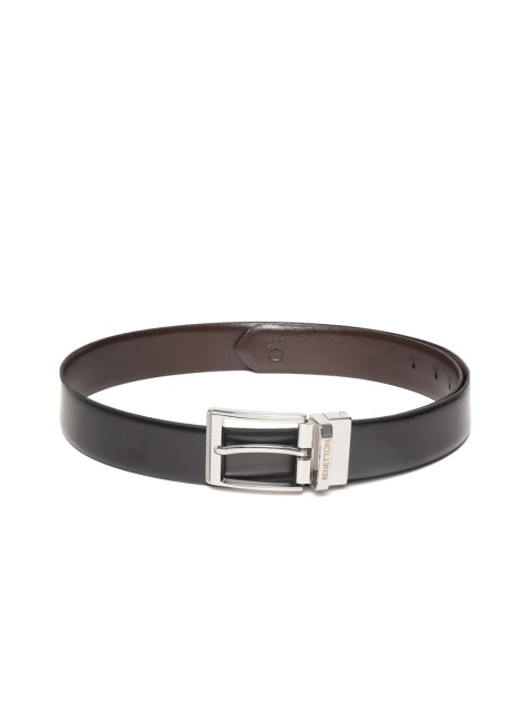

United Colors of Benetton Men Black & Brown Leather Reversible Solid Belt