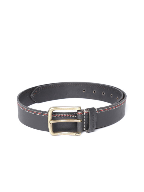 

United Colors of Benetton Men Black Solid Leather Belt