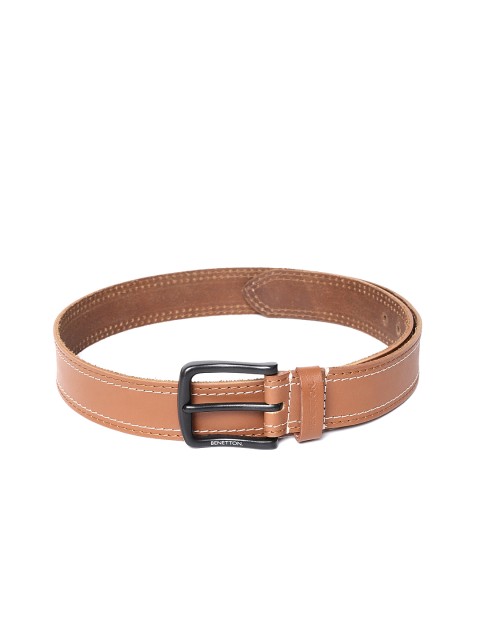 

United Colors of Benetton Men Tan Brown Solid Leather Belt