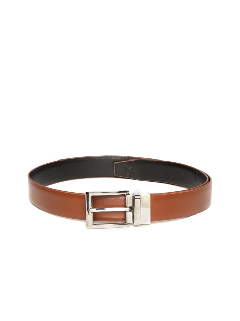 United Colors of Benetton Men Tan Brown & Black Solid Leather Reversible Belt