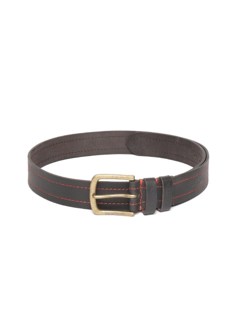 

United Colors of Benetton Men Black Leather Solid Belt