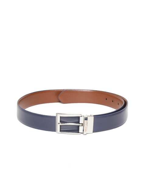 

United Colors of Benetton Men Brown & Navy Blue Leather Reversible Belt