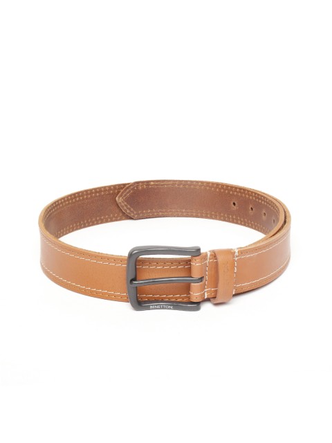 

United Colors of Benetton Men Tan Brown Solid Leather Belt