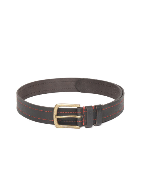 

United Colors of Benetton Men Black Solid Leather Belt