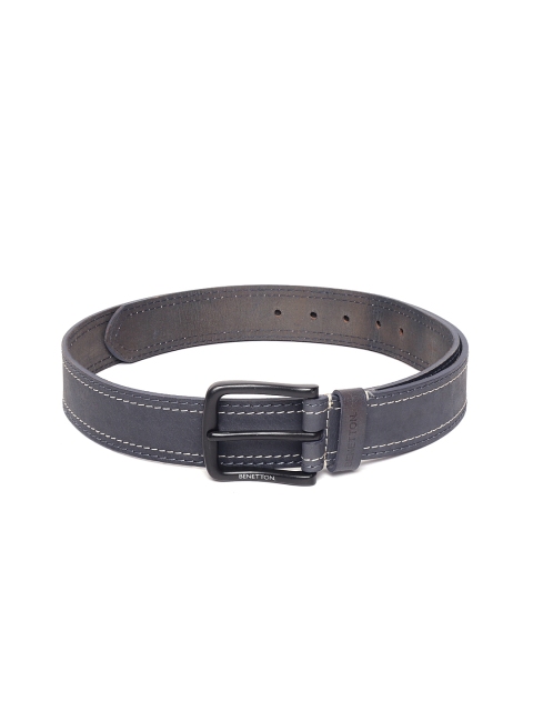 

United Colors of Benetton Men Navy Blue Leather Solid Belt