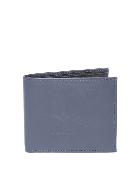 

United Colors of Benetton Men Navy Blue Textured Leather Two Fold Wallet