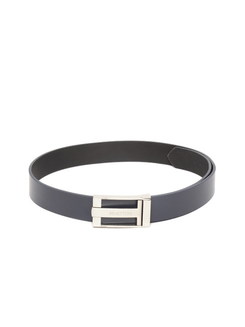 

United Colors of Benetton Men Navy Blue Leather Solid Belt