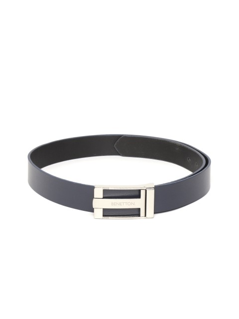 

United Colors of Benetton Men Black Leather Solid Belt