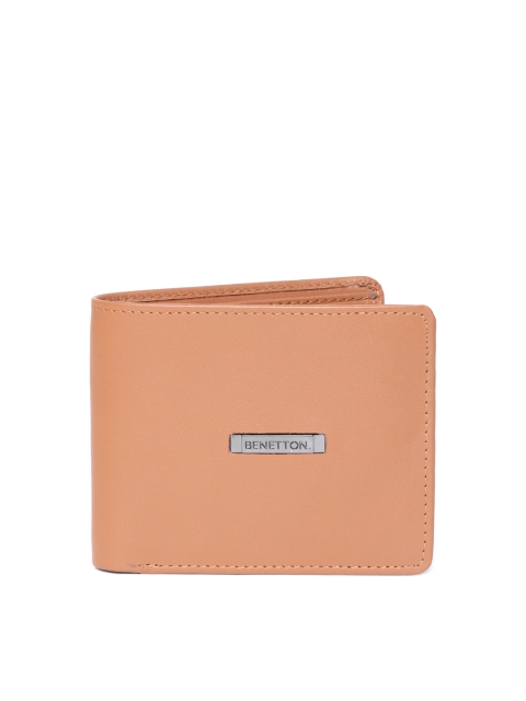 

United Colors of Benetton Men Tan Brown Leather Two Fold Wallet