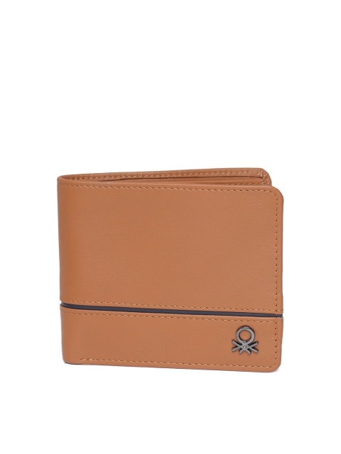 

United Colors of Benetton Men Brown Solid Two Fold Leather Wallet