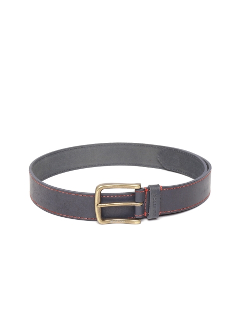 

United Colors of Benetton Men Navy Blue Solid Leather Belt