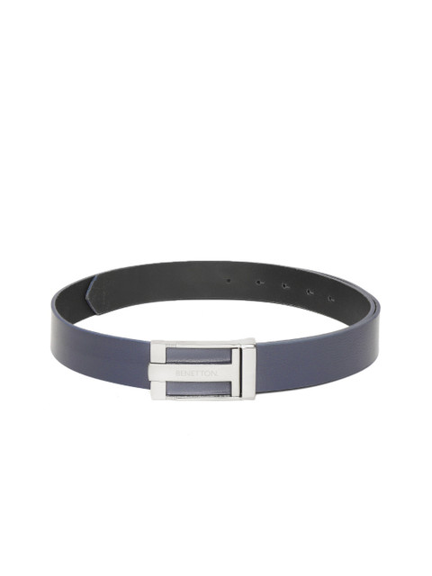 

United Colors of Benetton Men Navy Blue Solid Leather Belt