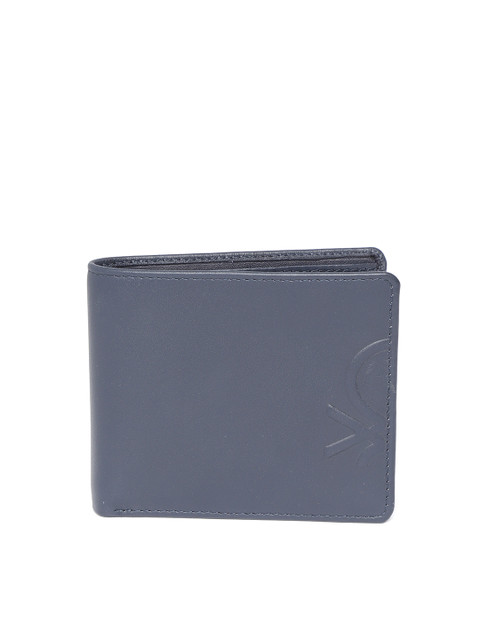 

United Colors of Benetton Men Navy Blue Leather Two Fold Wallet