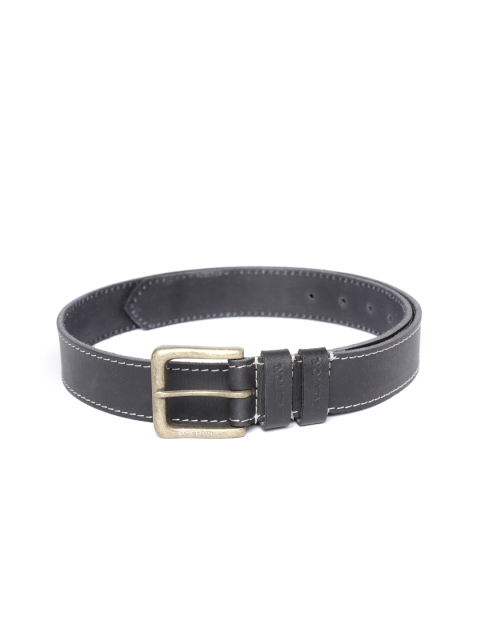 

United Colors of Benetton Men Black Solid Leather Belt